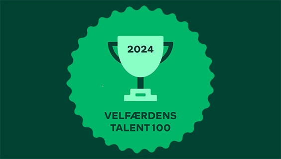 Velfærdens Talent 100 - Pokal 2024 på grøn baggrund